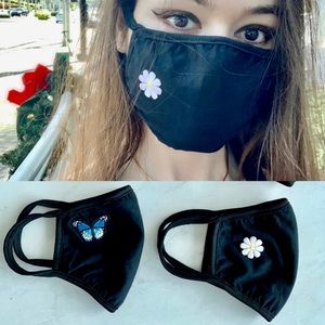 SAFE 100% Cotton Black Face Mask w Glue Patch